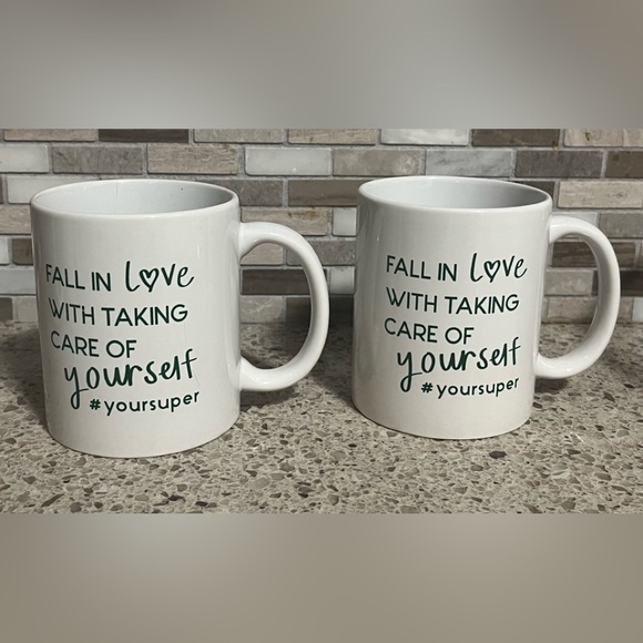YourSuper Other - YourSuper ceramic lot of 2 mugs ‘FALL IN Love WITH TAKING CARE OF yourself’